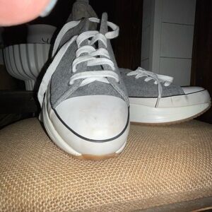 Buckle Gray and White Women's Platform Shoes